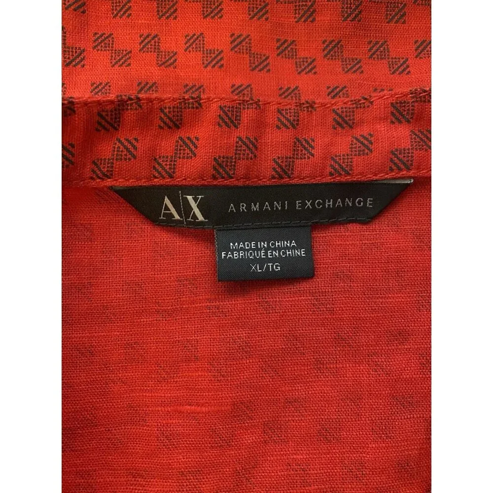 AX Armani Exchange Womens XL Linen Blend Tunic Tank Top Red Blue Hi Low 9768 - Picture 5 of 6